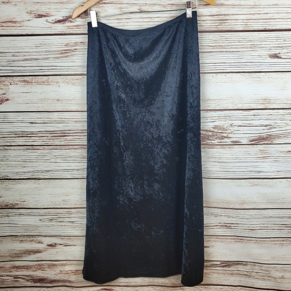 Super Low Fat Womens Small Vintage Hot Topic Black Crushed Velvet Maxi Skirt #66 - Picture 4 of 8
